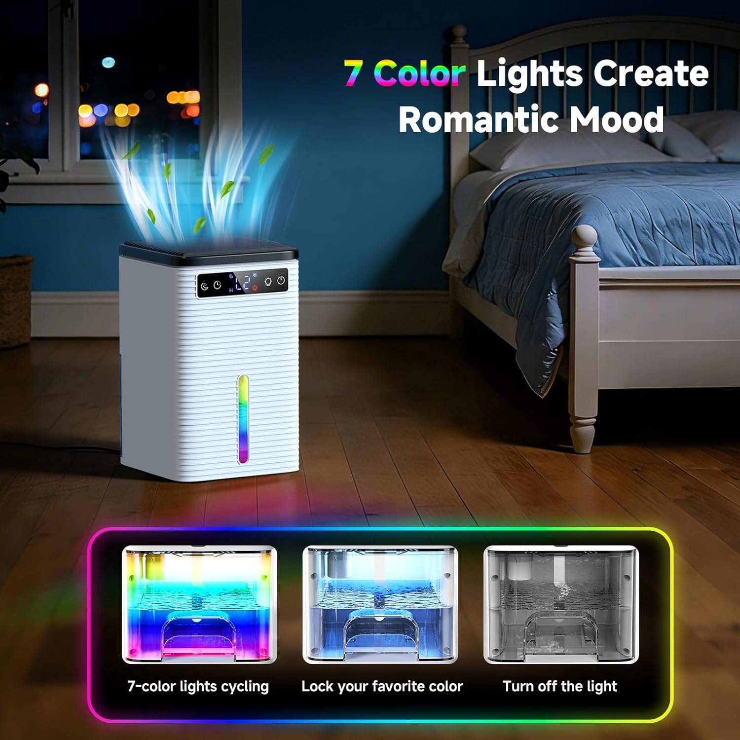 Home Mold Dehumidifier, 2500ml, 30dB Ultra Quiet, Portable Dehumidifier for Home, Office, Bathroom, Closet, Auto Shutdown, 2-12 Hours Timer, Dehumidifier with LED Light, 750ml/24H