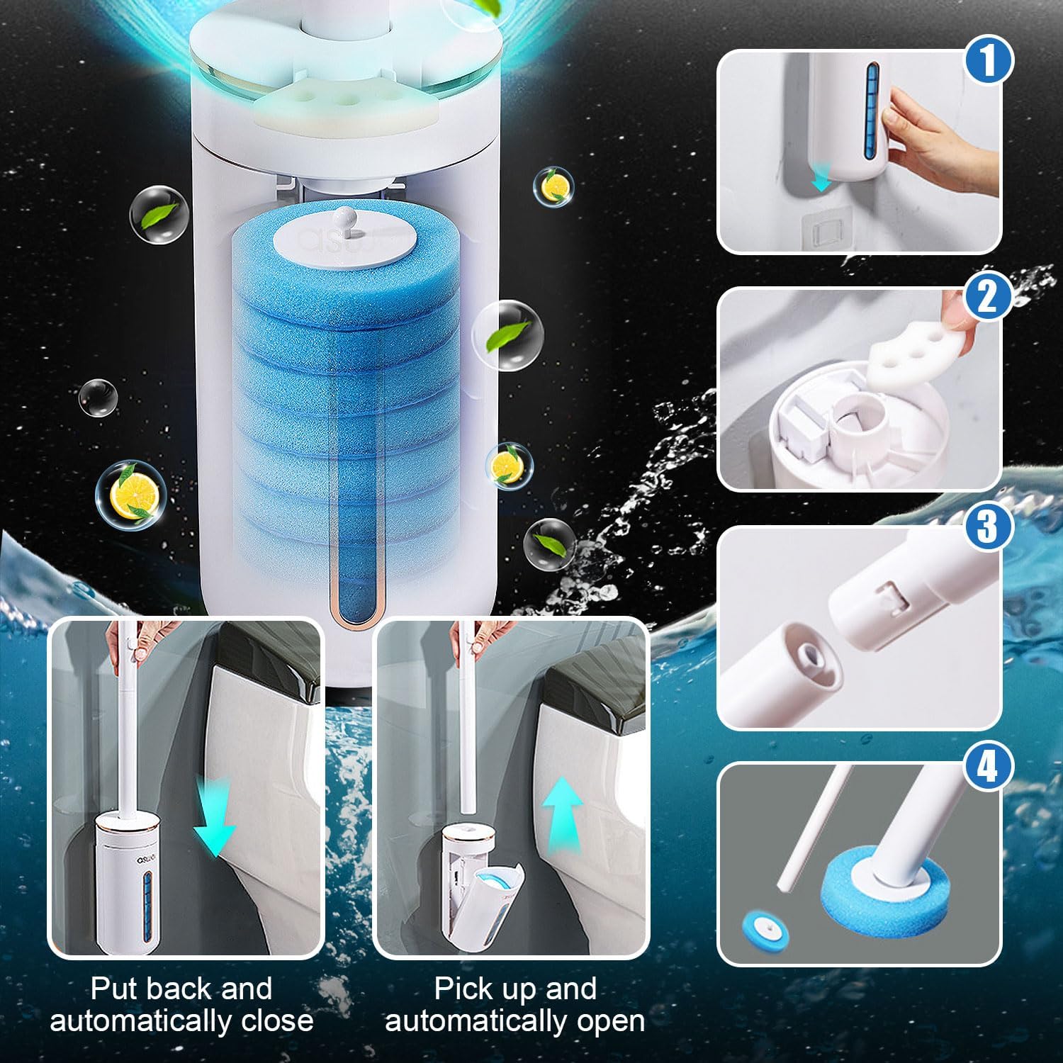 [Buy 1, Get 1 Free]Suitedget 1 Set Disposable Toilet Brush for Disposable Toilet Brush Toilet Brush Cleaner Toilet Brush Cleaner Toilet Brush Head Replaceable with Cleaner for Bathroom Cleaning in Homes and Hotels