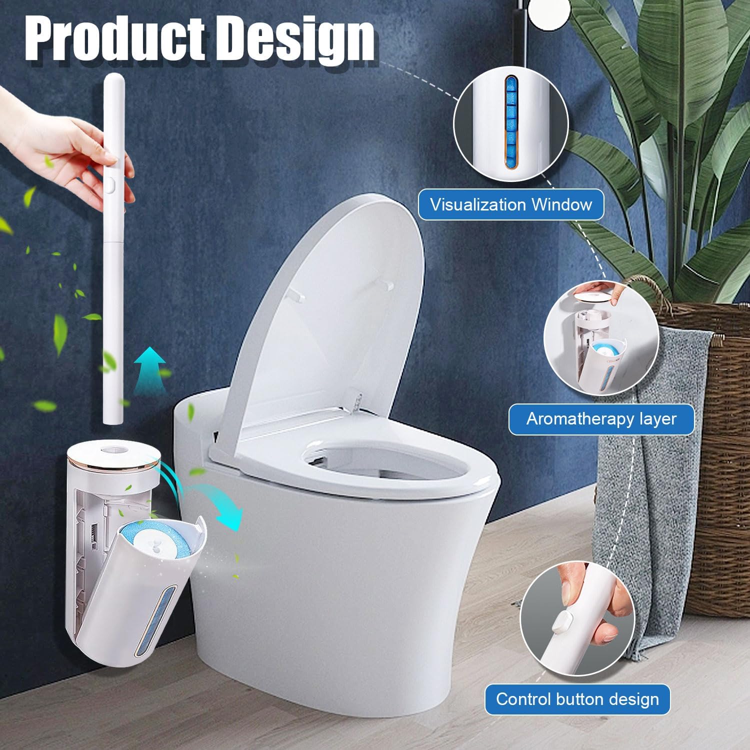[Buy 1, Get 1 Free]Suitedget 1 Set Disposable Toilet Brush for Disposable Toilet Brush Toilet Brush Cleaner Toilet Brush Cleaner Toilet Brush Head Replaceable with Cleaner for Bathroom Cleaning in Homes and Hotels