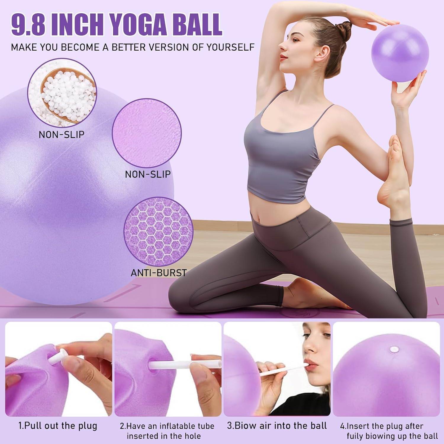 Pilates Ring Set - Pilates Essential Kit with 32 cm Magic Circle, Pilates Ball, Pilates Bänder, Sliding Disks & Training Posters etc. Home Fitness Equipment Accessories