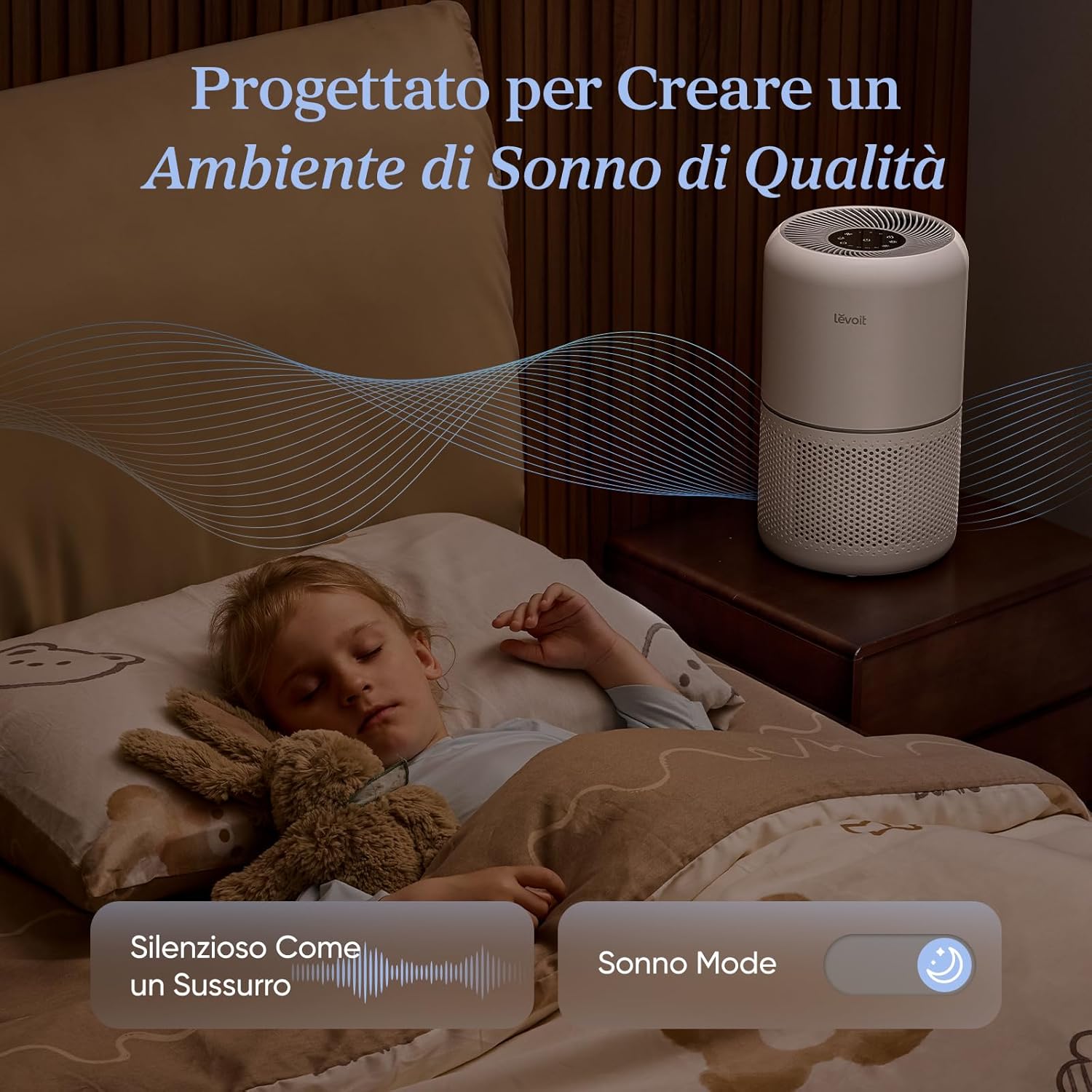 LEVOIT Air Purifier, HEPA Filter for Allergies and Asthma, Up to 44 m², 24dB, Purifier Removes 99.97% Pollen Dust Hair Molds Smoke Odors, Sleep Mode & Timer, for Home Office