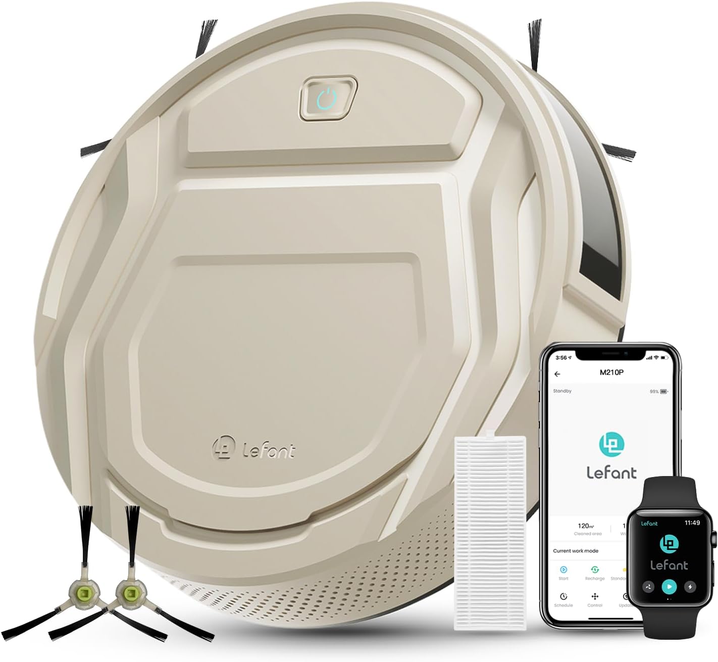 LEFANT M330Pro Robot Vacuum Cleaner with Mapping, dToF Navigation, PSD Obstacle Avoidance, 5000Pa Powerful Suction, Scheduled Cleaning, 150min, Alexa/APP/WiFi, Prohibited Zone, Black