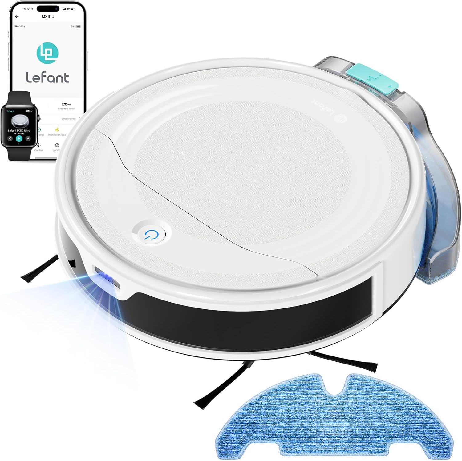 LEFANT M330Pro Robot Vacuum Cleaner with Mapping, dToF Navigation, PSD Obstacle Avoidance, 5000Pa Powerful Suction, Scheduled Cleaning, 150min, Alexa/APP/WiFi, Prohibited Zone, Black