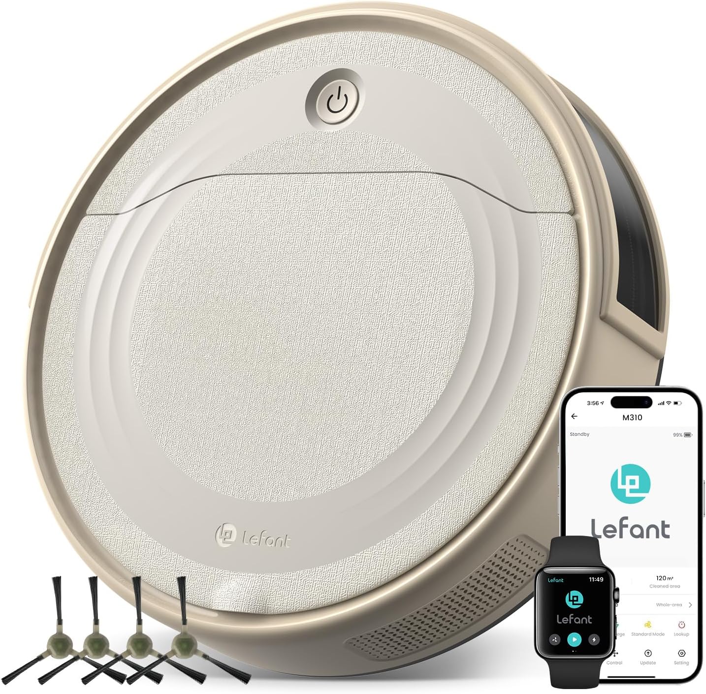 LEFANT M330Pro Robot Vacuum Cleaner with Mapping, dToF Navigation, PSD Obstacle Avoidance, 5000Pa Powerful Suction, Scheduled Cleaning, 150min, Alexa/APP/WiFi, Prohibited Zone, Black
