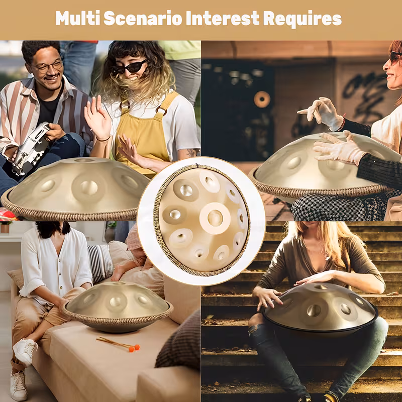 22-Inch Beginner Handpan Drum - 440Hz D Minor Kurd Scale, 10-Note Instrument, Easy to Use for Camping And Relaxation, Complete Set with Backpack And Stand