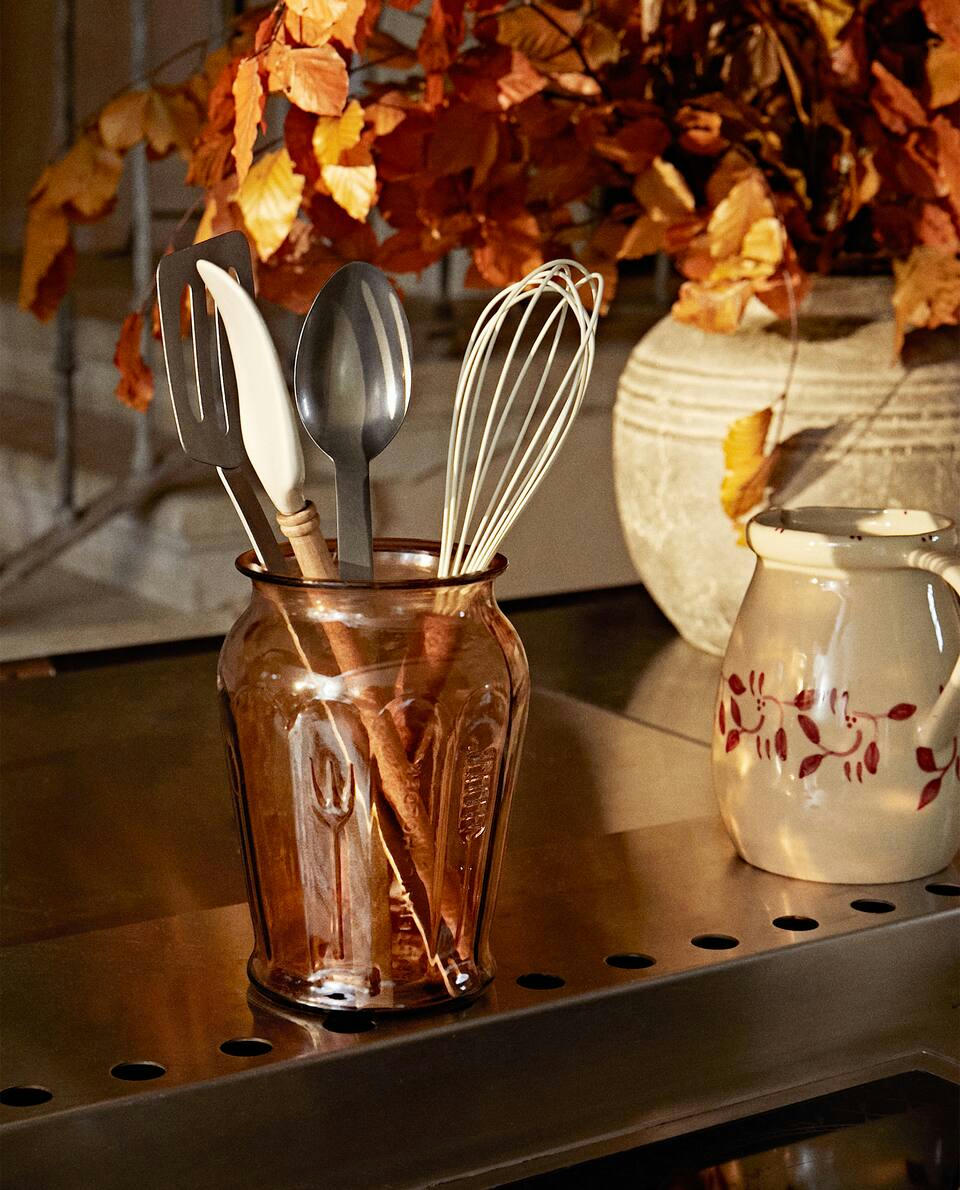 FACETED GLASS UTENSIL HOLDER Zara Home