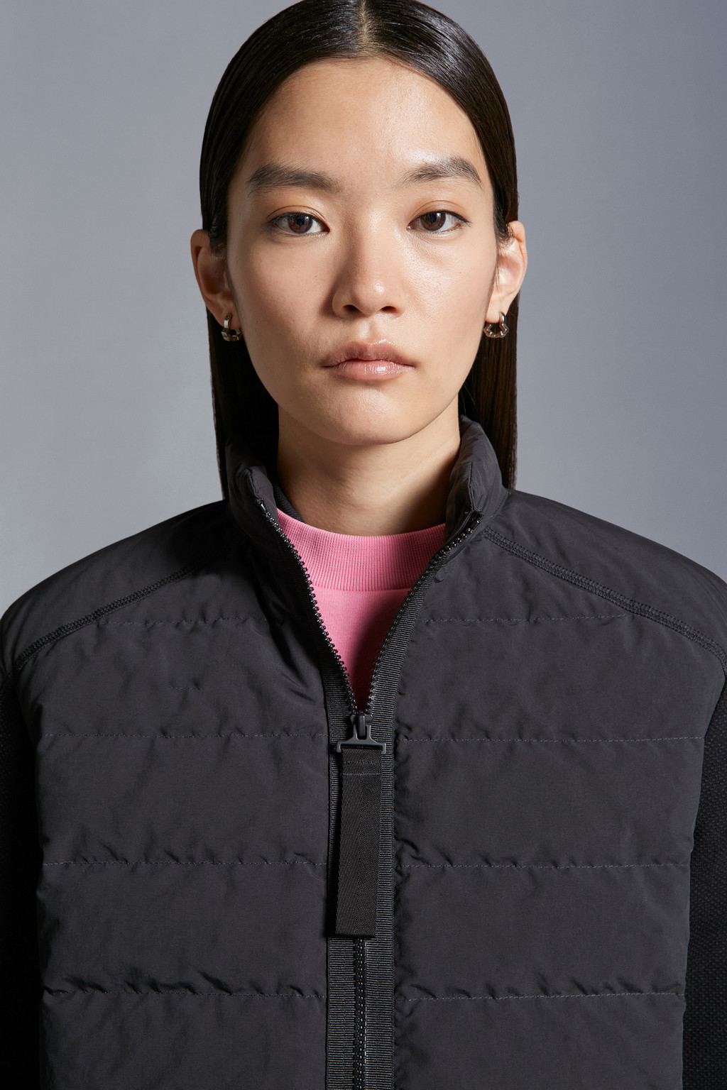 Padded Cotton Zip-Up Cardigan