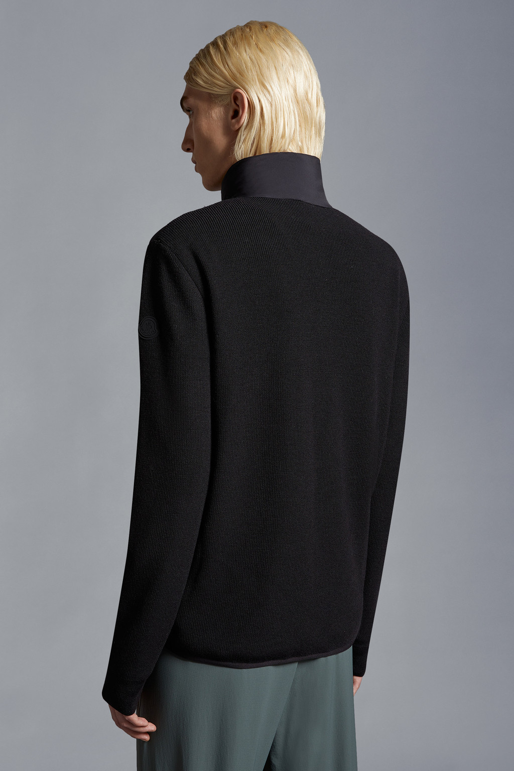 Padded Wool Blend Zip-Up Cardigan