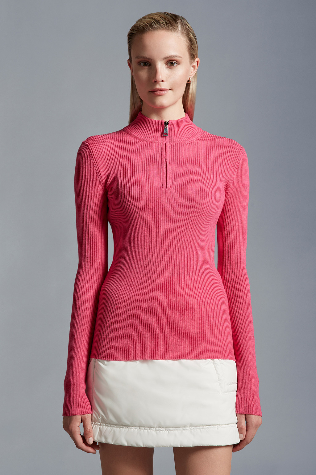 Wool Zip-Up Turtleneck Sweater