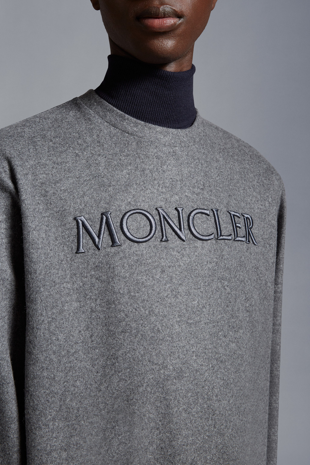 Embroidered Logo Wool Blend Sweatshirt