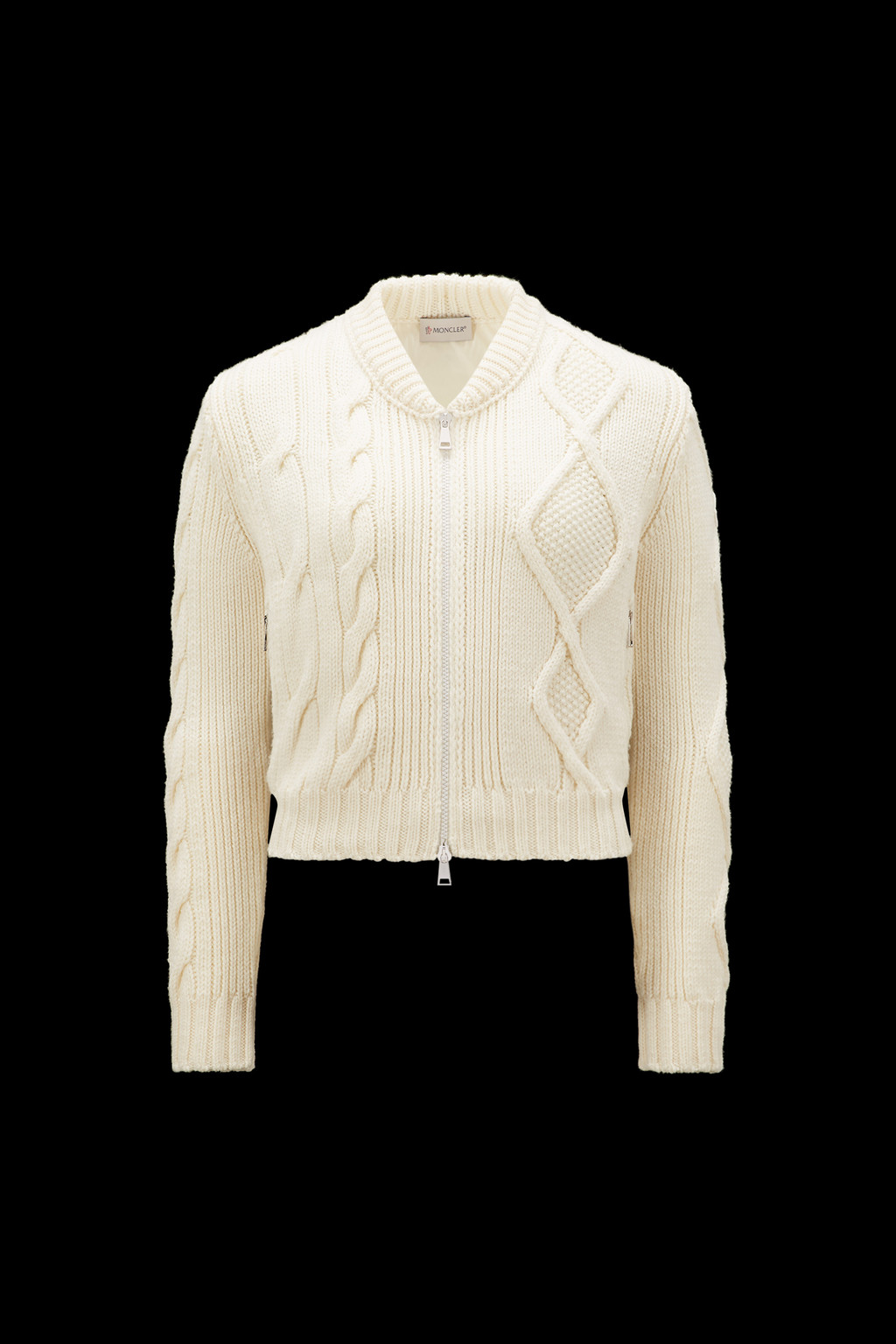 Padded Wool Zip-Up Cardigan