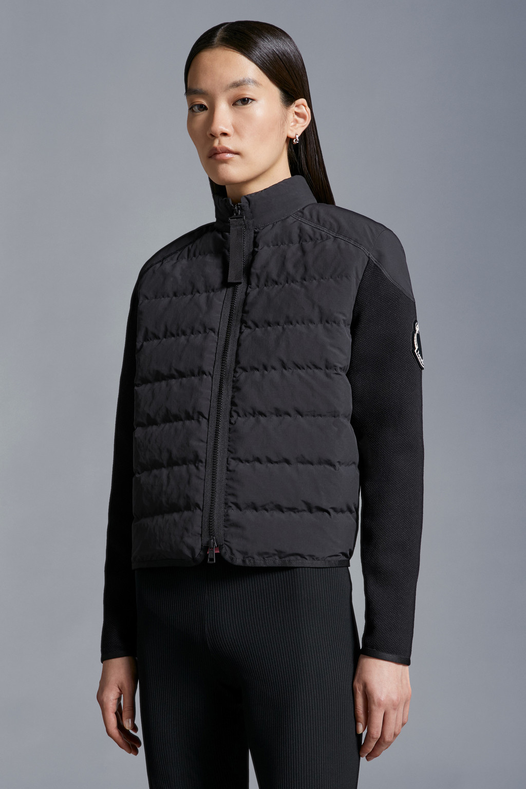 Padded Cotton Zip-Up Cardigan