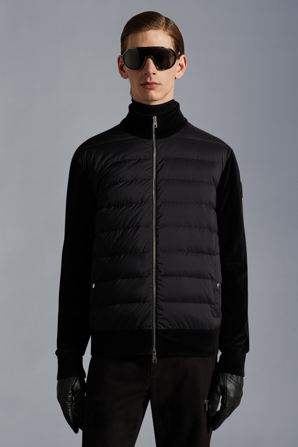 Padded Corduroy Zip-Up Sweatshirt