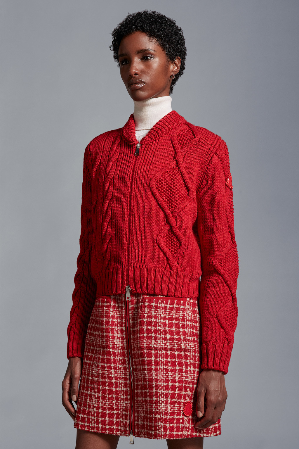 Padded Wool Zip-Up Cardigan