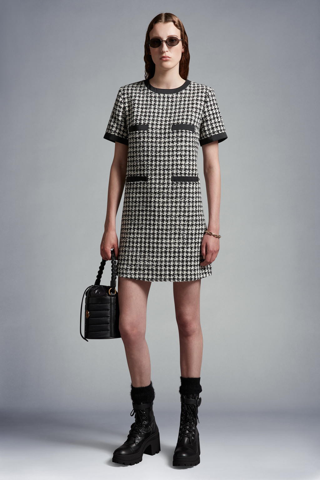 Houndstooth Bouclé Dress