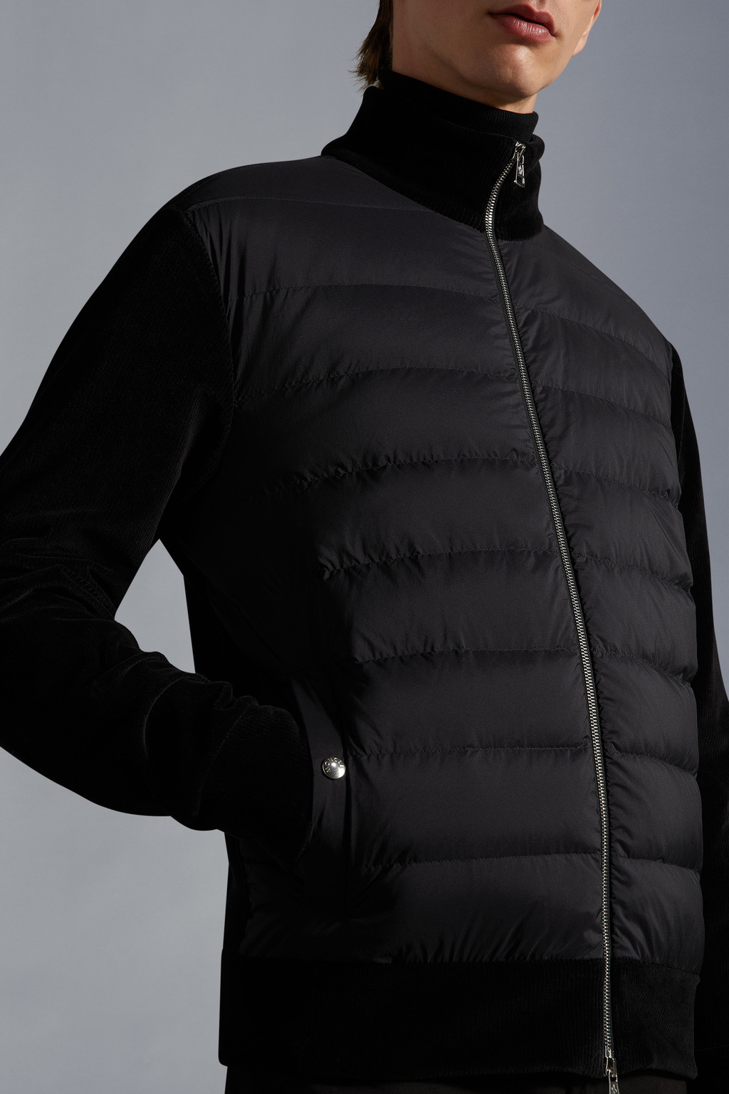 Padded Corduroy Zip-Up Sweatshirt