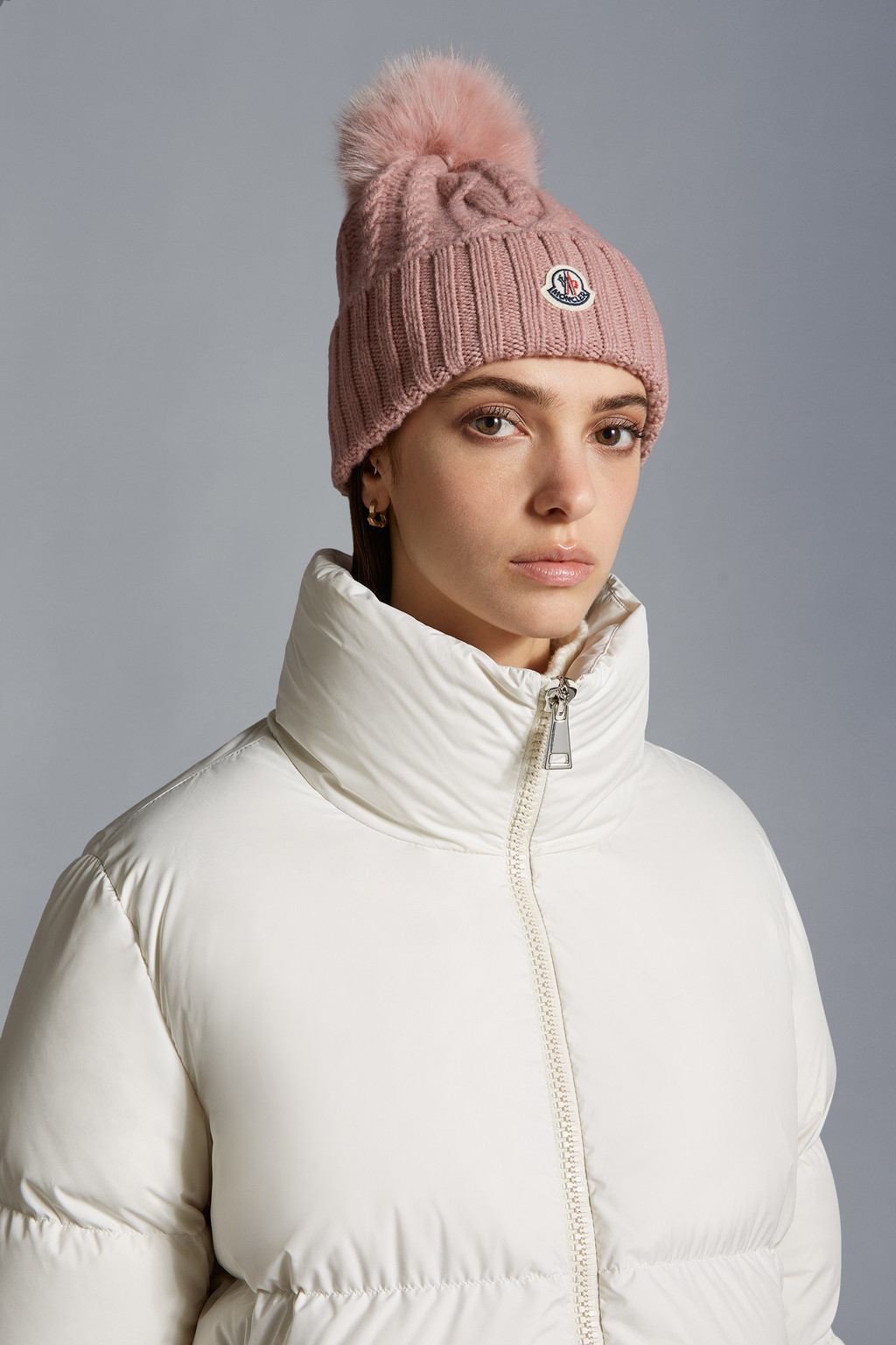 Cashmere Blend Beanie With Pom Pom