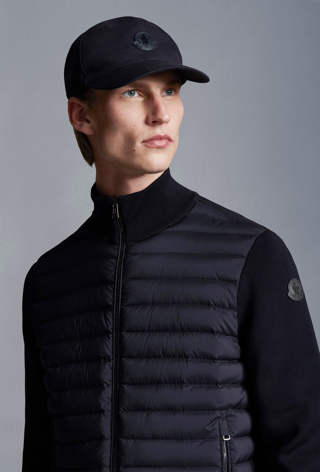 Padded Cotton Zip-Up Cardigan