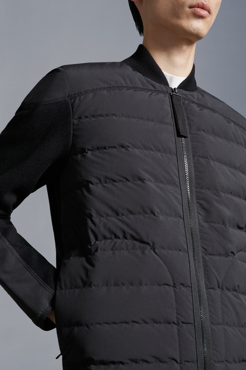 Padded Cotton Zip-Up Cardigan