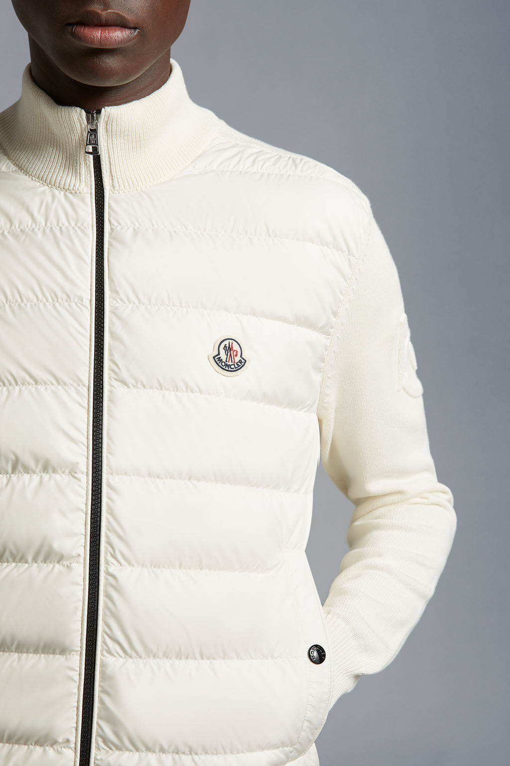 Padded Cotton Zip-Up Cardigan