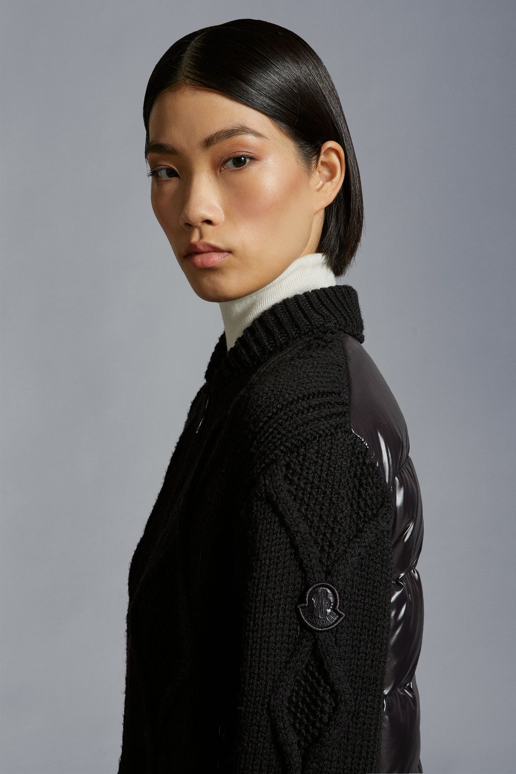 Padded Wool Zip-Up Cardigan