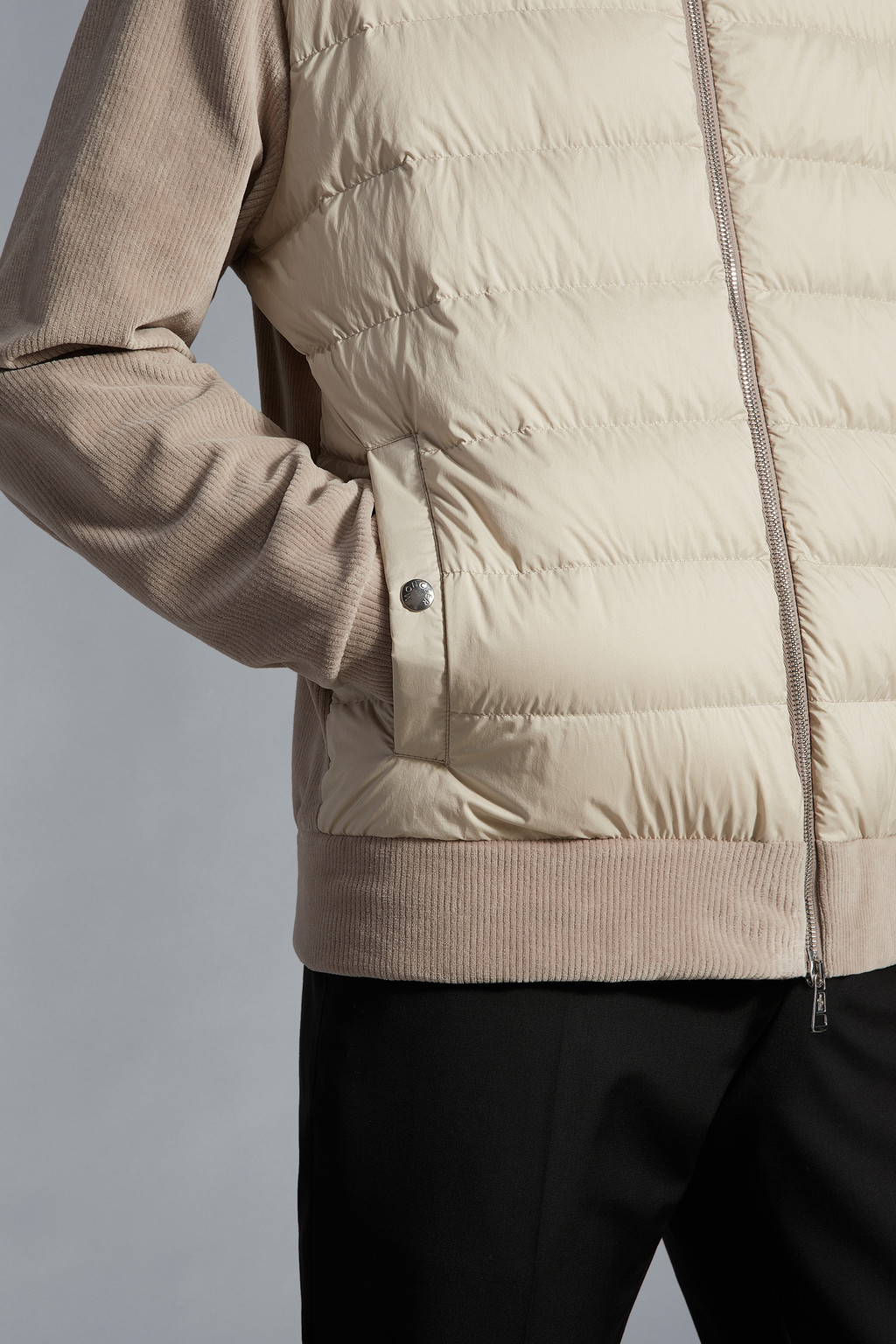 Padded Corduroy Zip-Up Sweatshirt