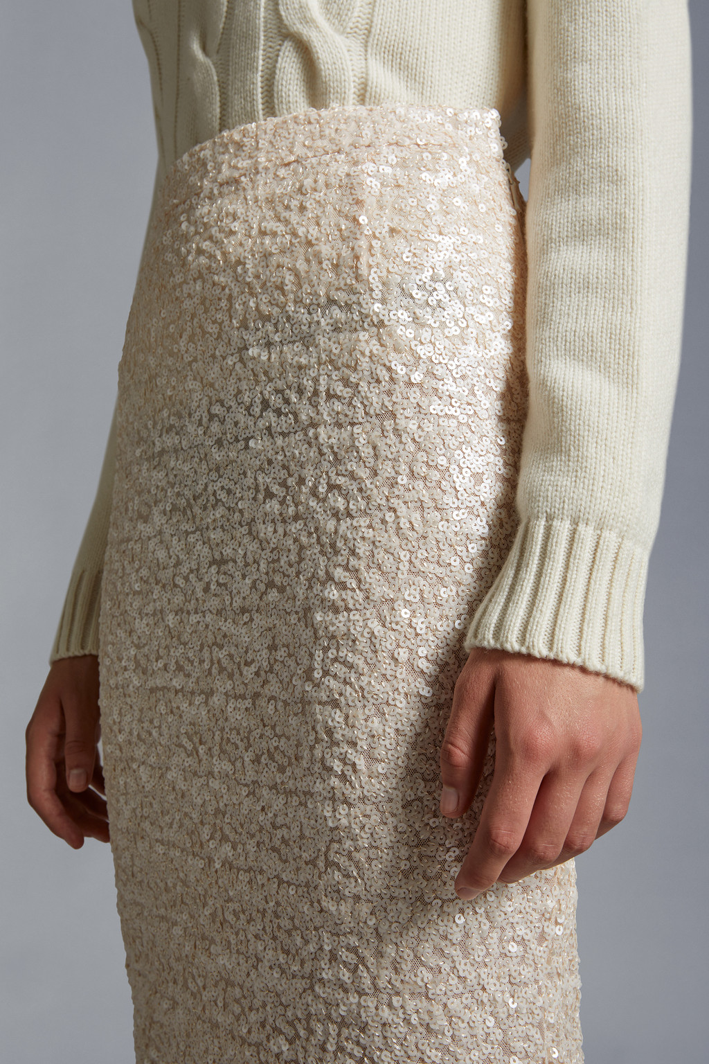 Sequin-Embroidered Pencil Skirt