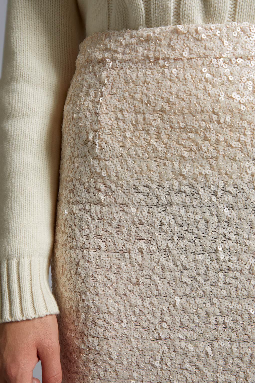 Sequin-Embroidered Pencil Skirt