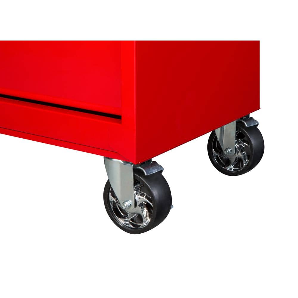 27 in. 11 Drawer Gloss Red Tool Chest and Cabinet Combo