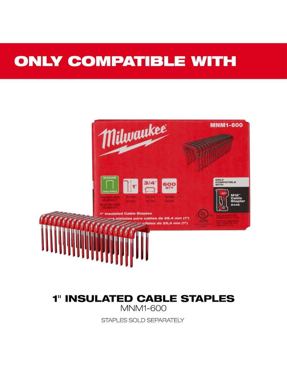 M12 12-Volt Lithium-Ion Cordless Cable Stapler (Tool-Only)