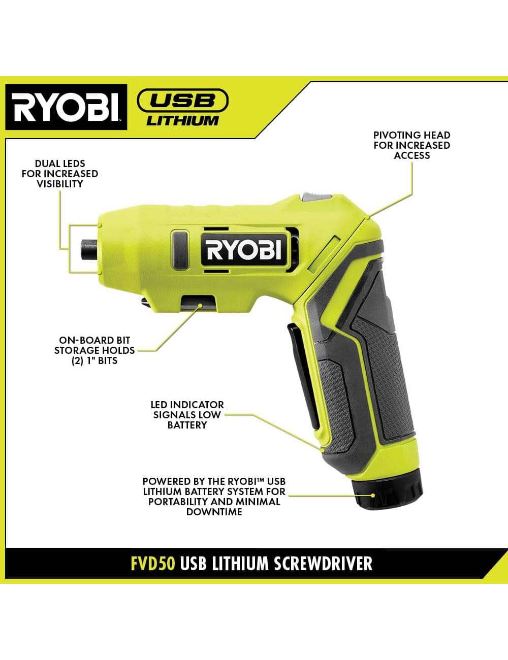 USB Lithium Project Kit with Rotary Tool, Inspection Light, Screwdriver, Glue Pen, (2) 2 Ah Batteries, & Charging Cable