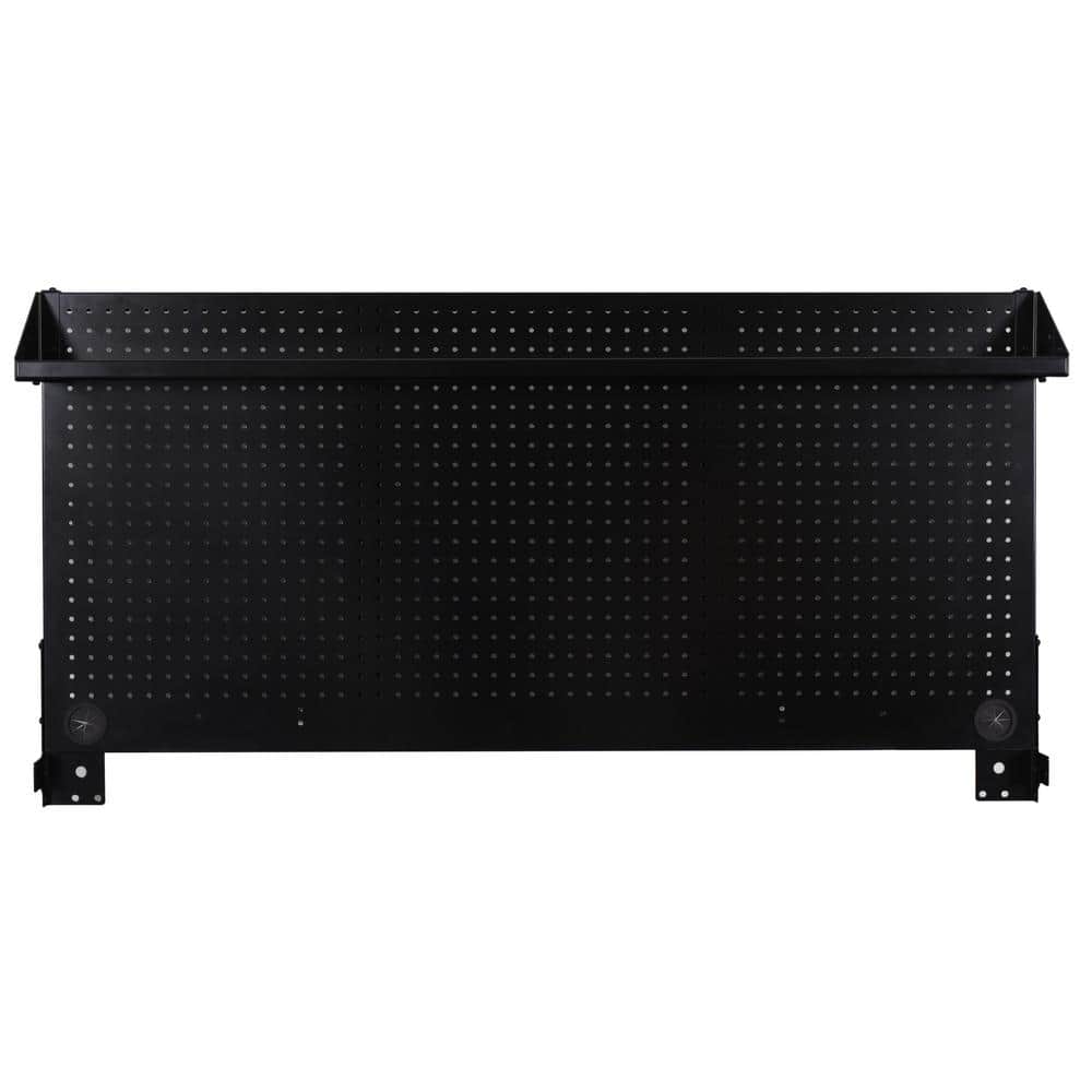 Modular 52 in. W 10 Drawer Black Mobile Workbench Cabinet with Pegboard