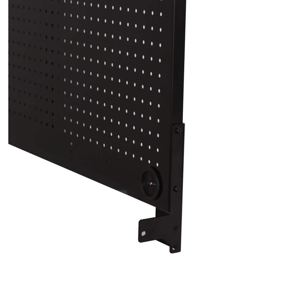 Modular 52 in. W 10 Drawer Black Mobile Workbench Cabinet with Pegboard