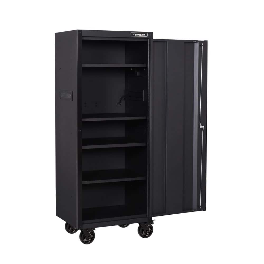 Heavy Duty 27 5 in. 4 Shelf Matte Black Rolling Side Tool Locker