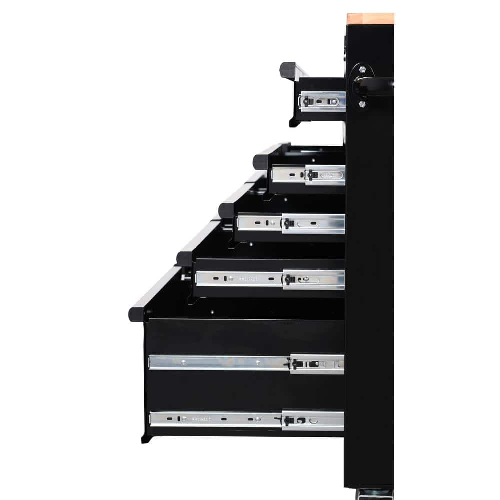 46 in. W x 18 in. D 9 Drawer Black Mobile Workbench Cabinet