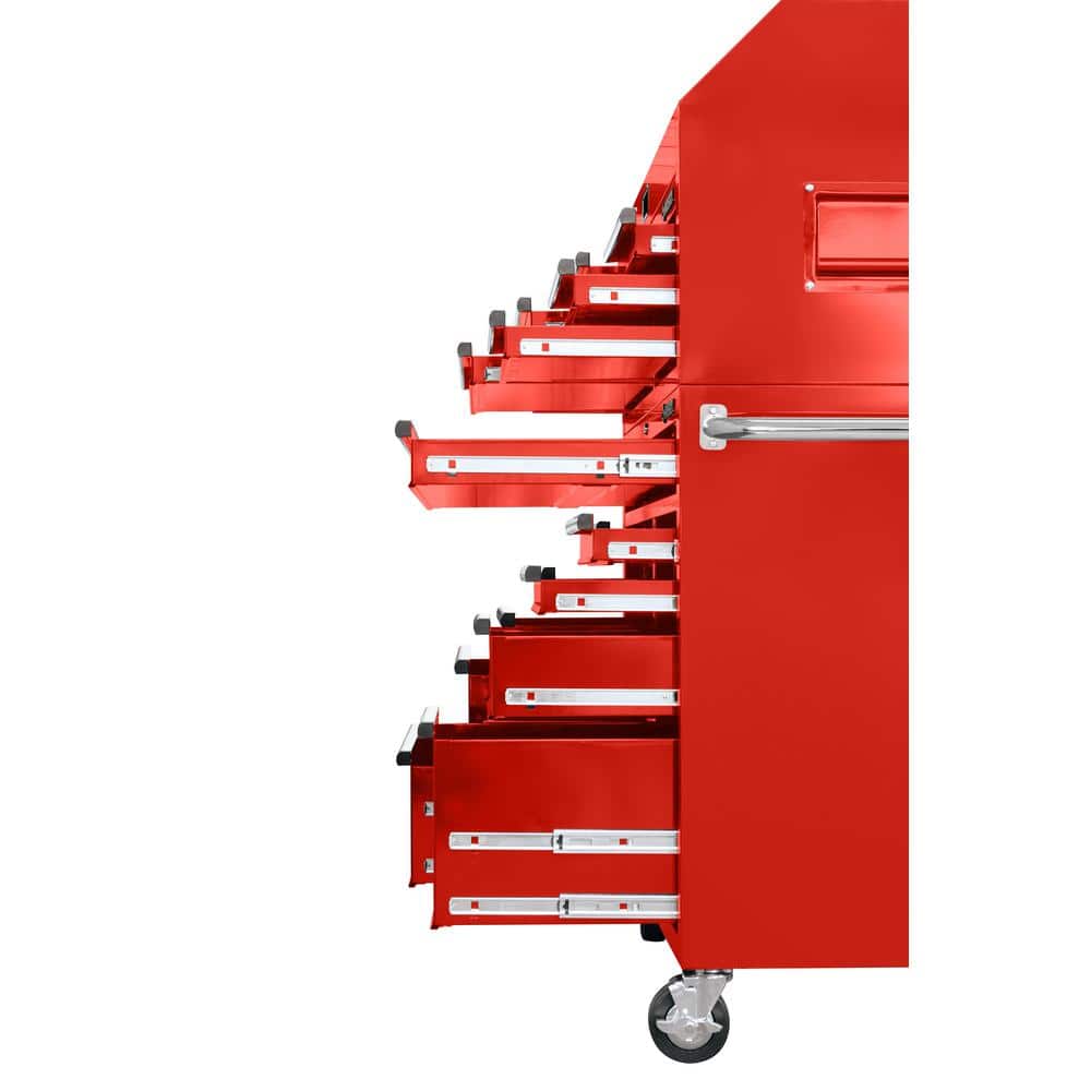 41 in. W x 24 5 in. D Standard Duty 16 Drawer Combination Rolling Tool Chest and Top Tool Cabinet Set in. Gloss Red