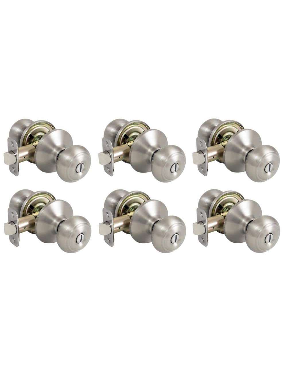 Hartford Satin Nickel Bed/Bath Door Knob Contractor Pack (6-Pack)