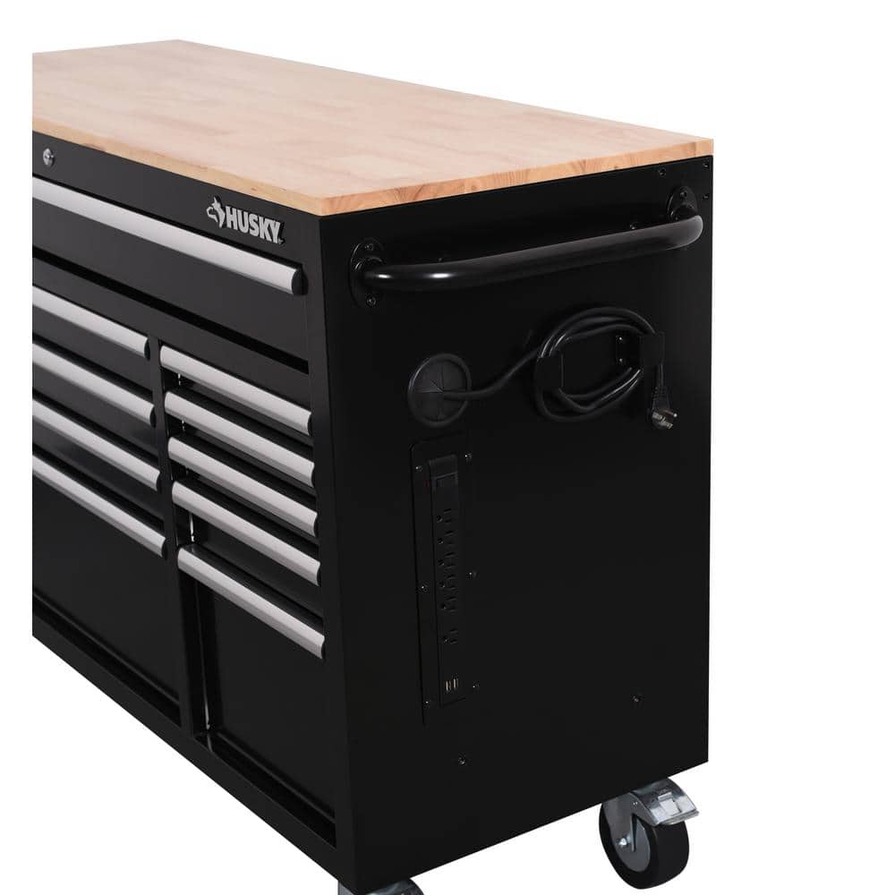 Modular 52 in. W 10 Drawer Black Mobile Workbench Cabinet with 8 Drawer Top Tool Chest