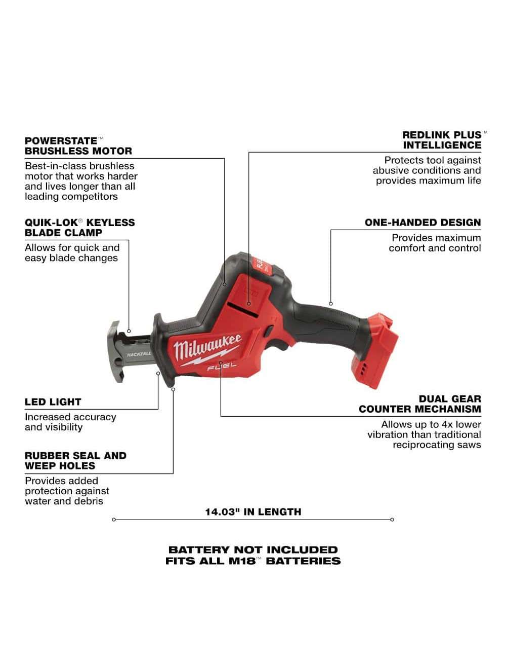 M18 FUEL 18V Lithium-Ion Brushless Cordless HACKZALL Reciprocating Saw w/(2) 5.0 Ah Batteries & Charger