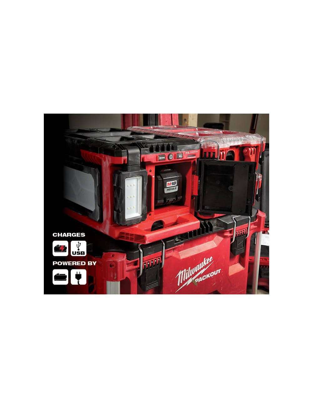 M18 18-Volt Lithium-Ion Cordless PACKOUT 3000 Lumens LED Light with Built-In Charger