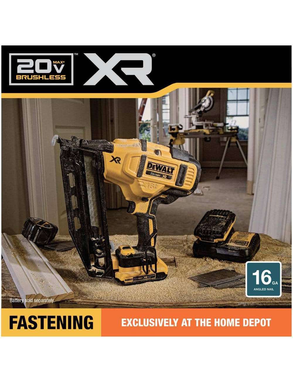 20V MAX XR Lithium-Ion Cordless 16-Gauge Angled Finish Nailer (Tool Only)