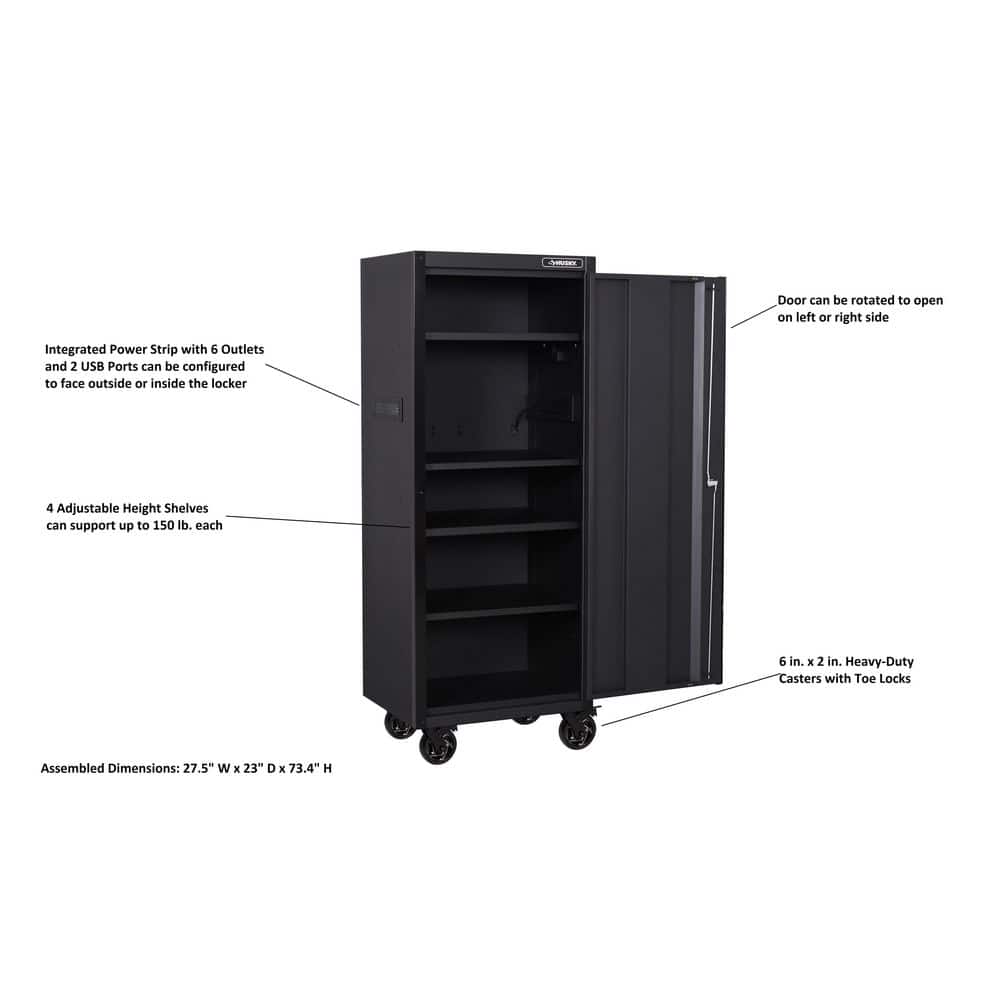 Heavy Duty 27 5 in. 4 Shelf Matte Black Rolling Side Tool Locker