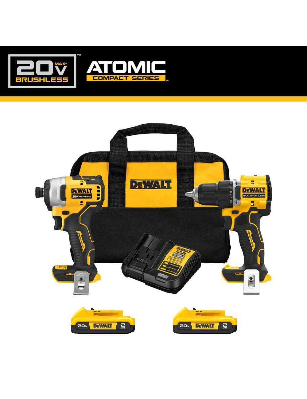 ATOMIC 20-Volt MAX Lithium-Ion Cordless Combo Kit (2-Tool) with (2) 2.0Ah Batteries, Charger and Bag