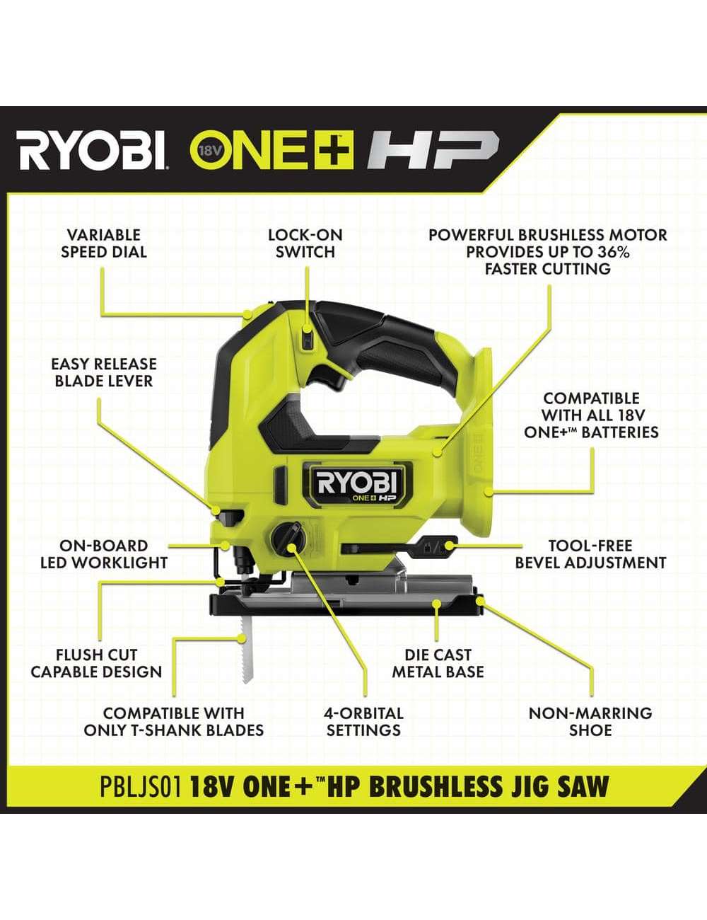 ONE+ HP 18V Brushless Cordless Jig Saw (Tool Only)