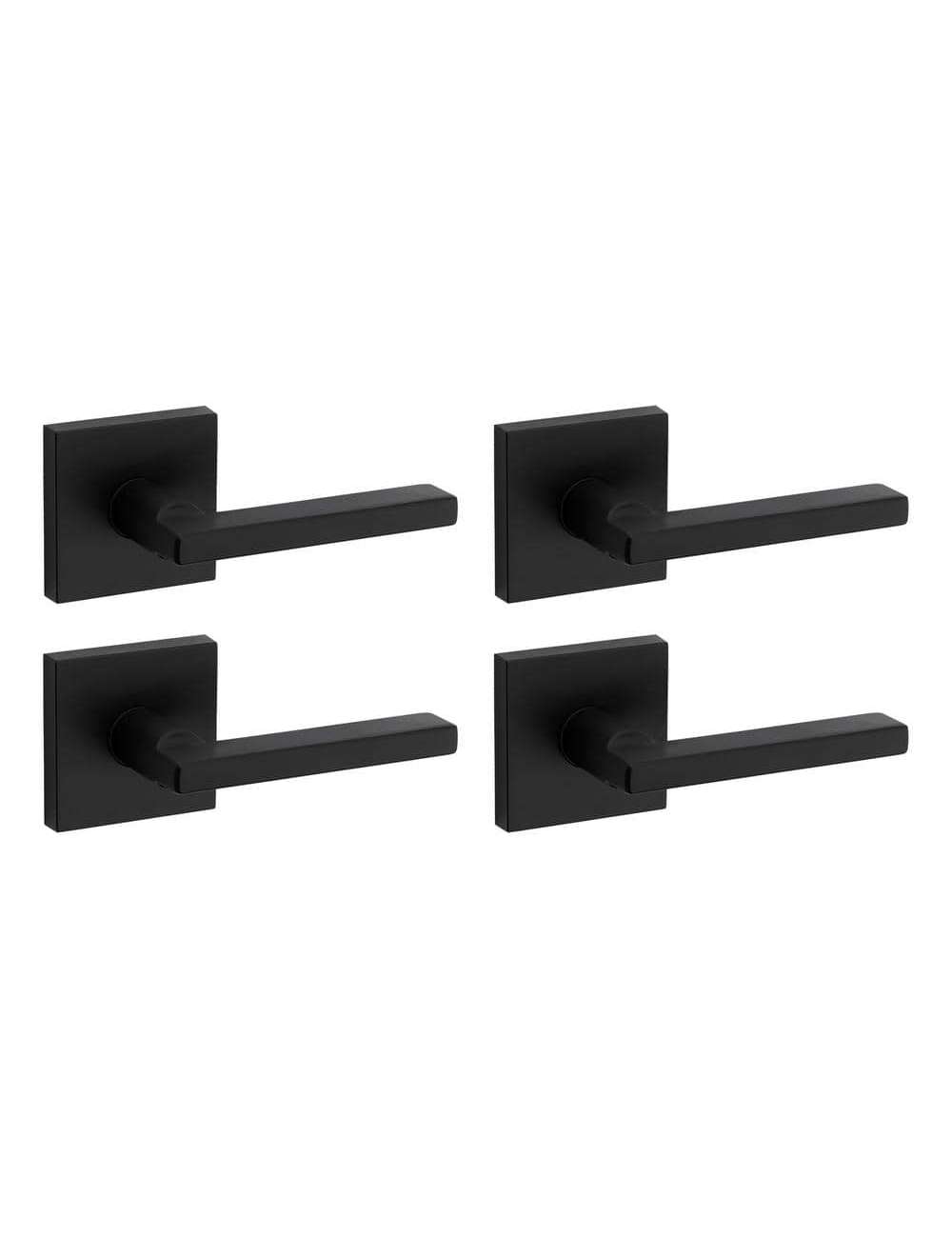 Halifax Square Matte Black Hall/Closet Door Lever (4-Pack)