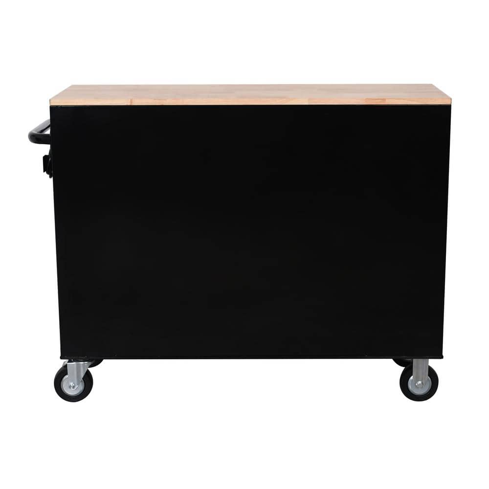 46 in. W x 18 in. D 9 Drawer Black Mobile Workbench Cabinet