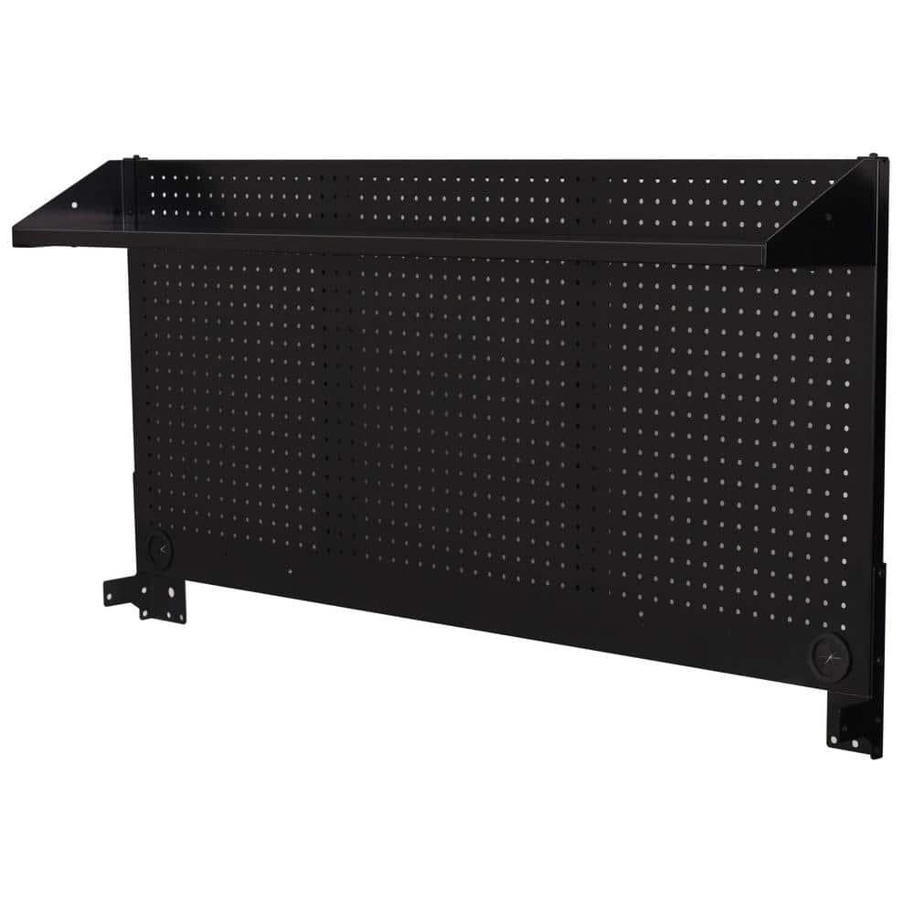 Modular 52 in. W 10 Drawer Black Mobile Workbench Cabinet with Pegboard