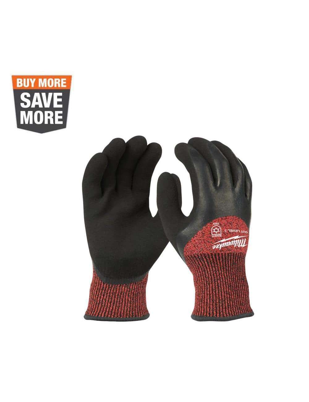 Large Red Latex Level 3 Cut Resistant Insulated Winter Dipped Work Gloves