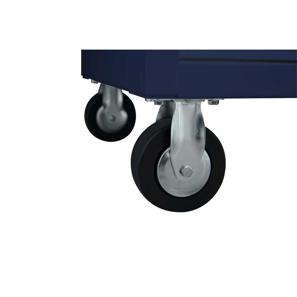 52 in. W x 24 5 in. D 9 Drawer Standard Duty Mobile Workbench with Solid Work Top and Pegboard in. Gloss Blue