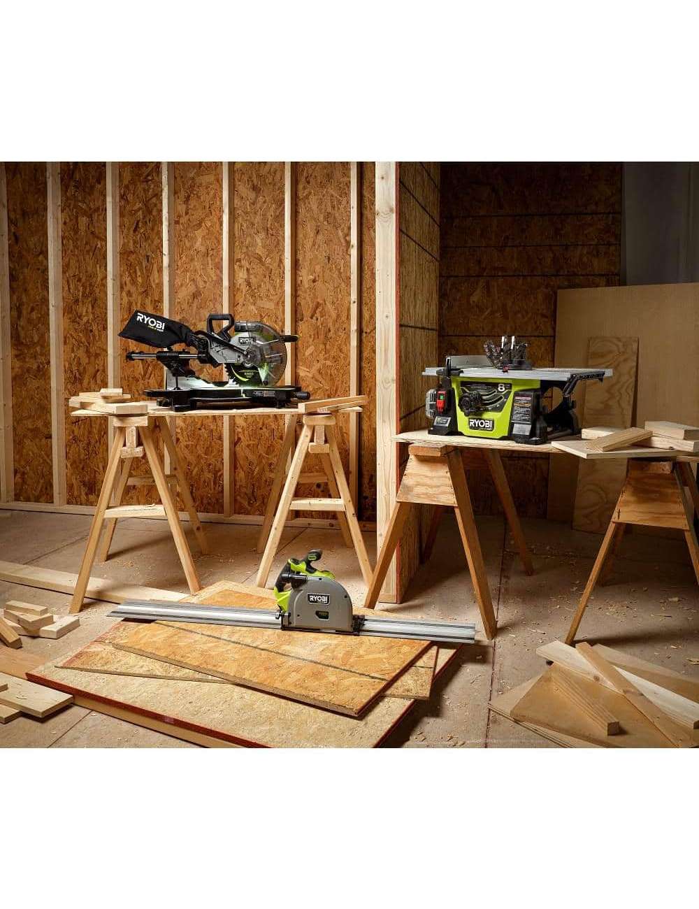 ONE+ HP 18V Brushless Cordless 10 in. Sliding Compound Miter Saw Kit with 4.0 Ah Battery, Charger, and Miter Saw Stand